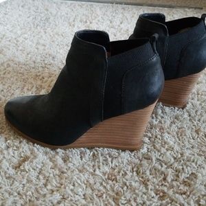 Black wedge booties